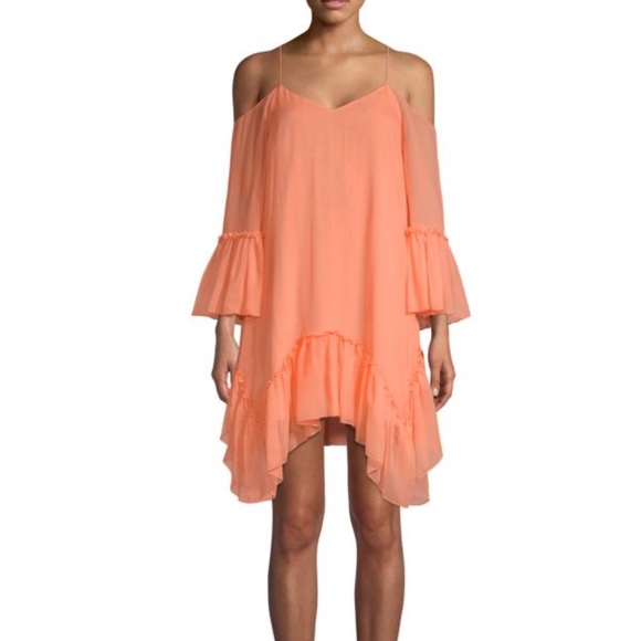 NWT Alice + Olivia Ilaria cold shoulder peach dress Large - Picture 4 of 9